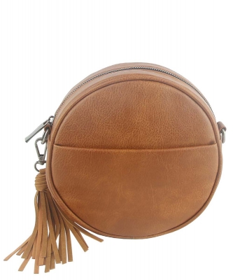 Fashion Tassel Round Crossbody Bag LSD190 BROWN
